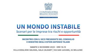 Economia, attualità e politica: Tajani sabato a Belluno ospite di Confindustria Belluno Dolomiti